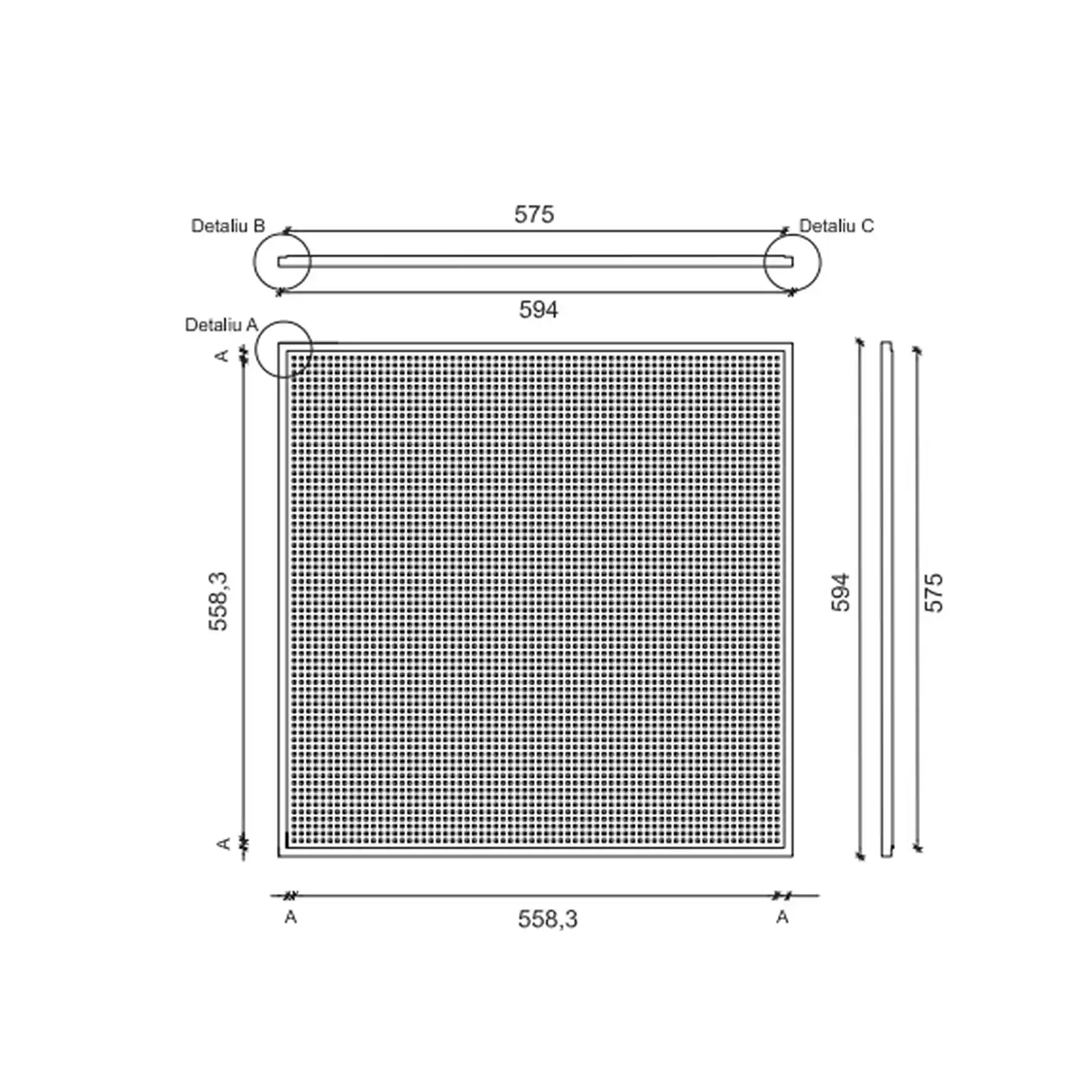 Placa tavan casetat Knauf Danoline Plaza Unity 3 cant A 600 x 600 x 12.5 mm perforatii fine [1]