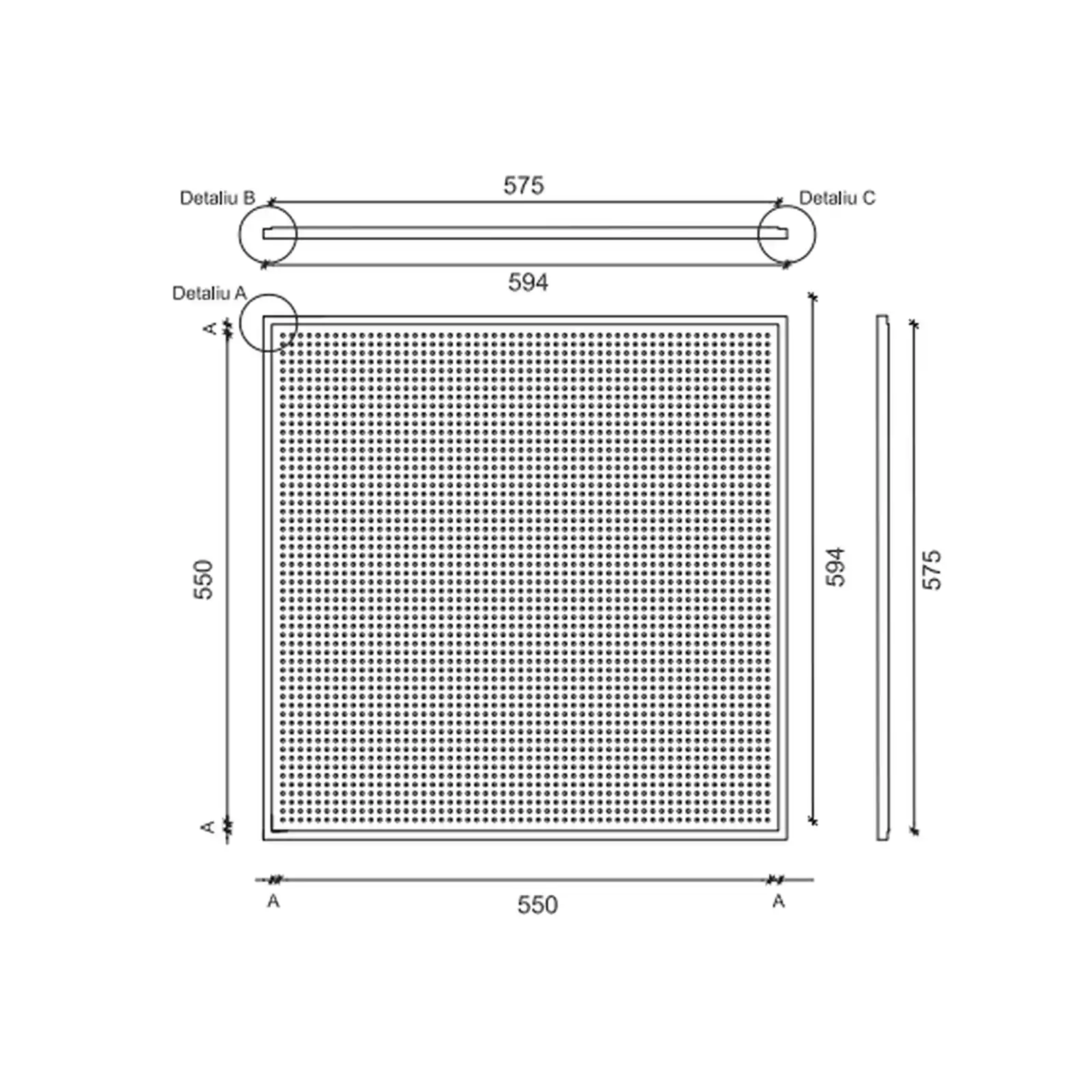 Placa tavan casetat Knauf Danoline Plaza Unity 4 cant A 600 x 600 x 12.5 mm perforatii rotunde [1]