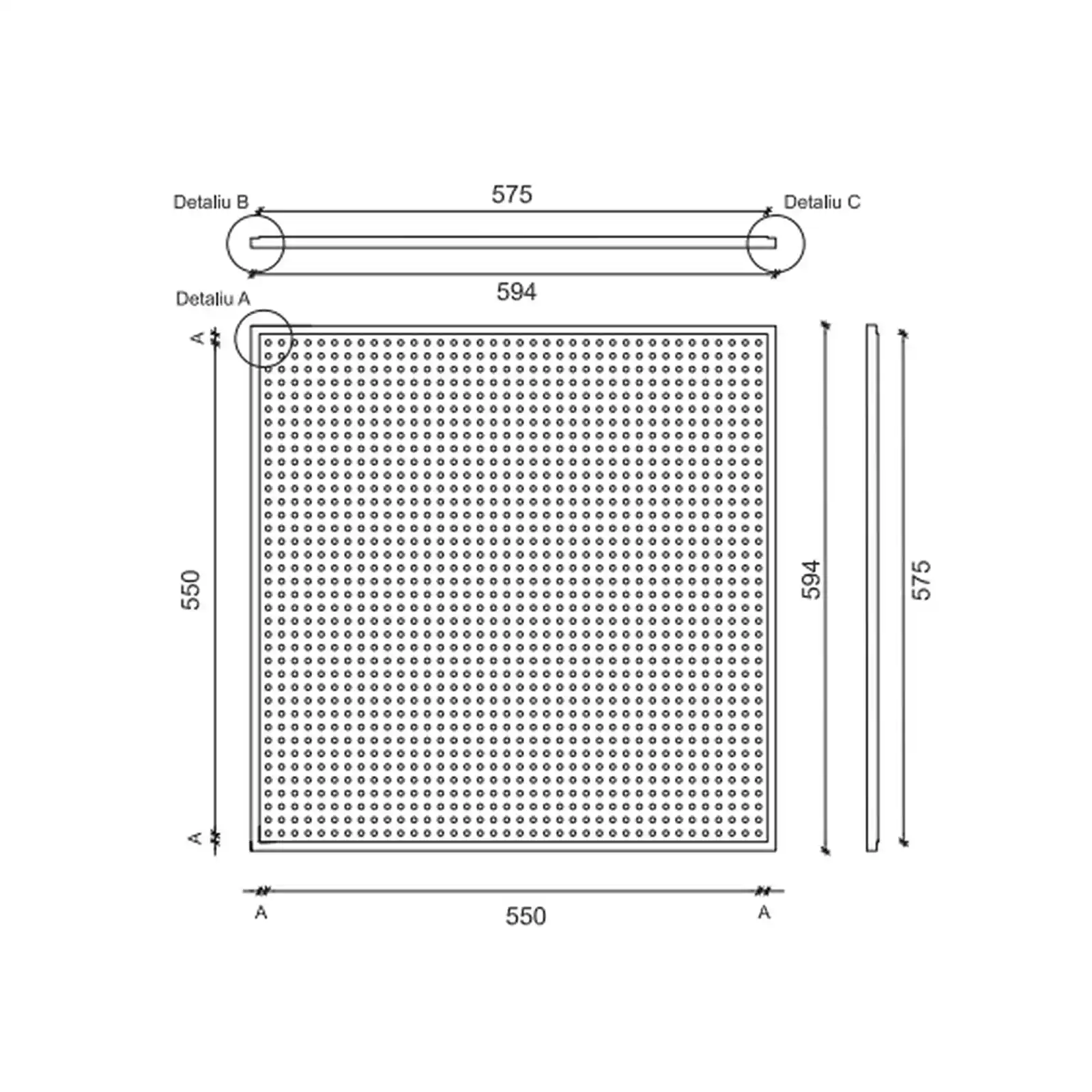 Placa tavan casetat Knauf Danoline Plaza Unity 6 cant A 600 x 600 x 12.5 mm perforatii rotunde [1]