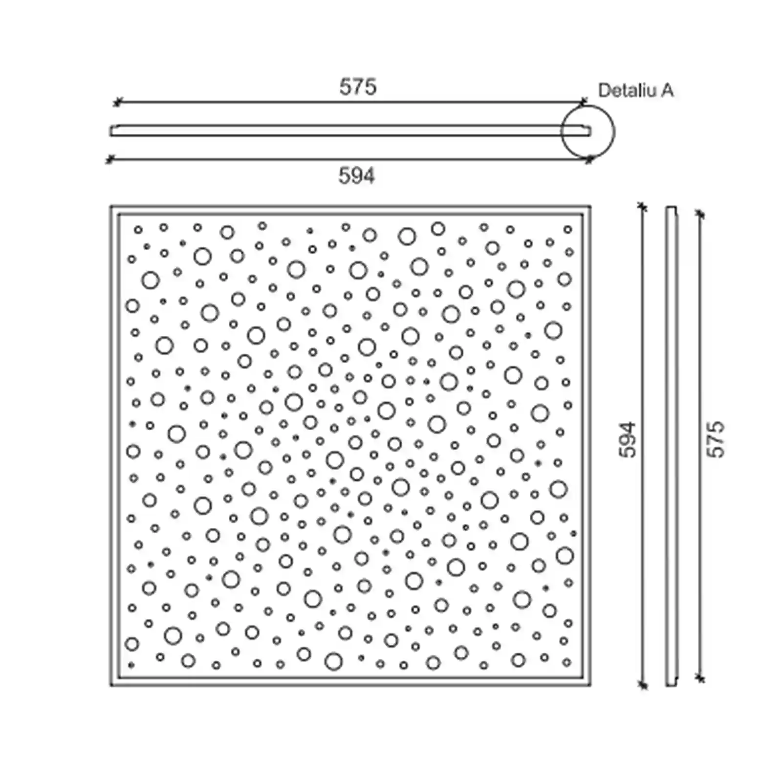 Placa tavan casetat Knauf Danoline Plaza Unity 8-15-20 cant A 600 x 600 x 12.5 mm perforatii aleatorii [1]