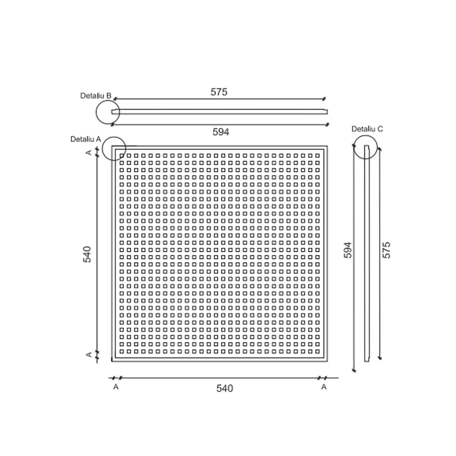Placa tavan casetat Knauf Danoline Plaza Unity 9 cant A 600 x 600 x 12.5 mm perforatii patrate [1]