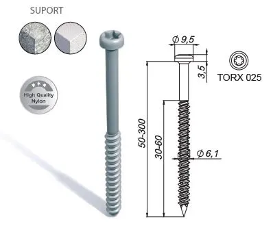 Surub filet dublu pentru beton si lemn Koelner R-WBT 6.1 mm [1]
