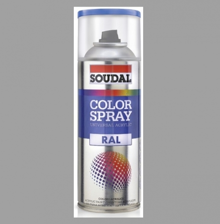 Aerosoli tehnici - Vopsea spray acrilica Soudal Color Spray Gri Metal RAL 9006 400 ml