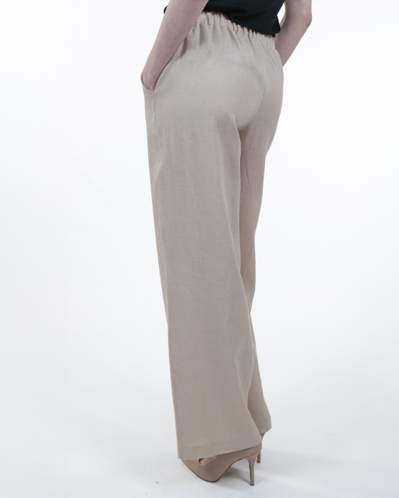 Costum din in, Sacou cu revere, Pantaloni, Bej [7]
