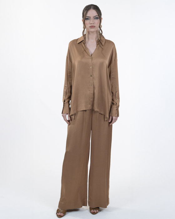 Pantaloni vascoza, Largi, Cu buzunare, Camel [7]