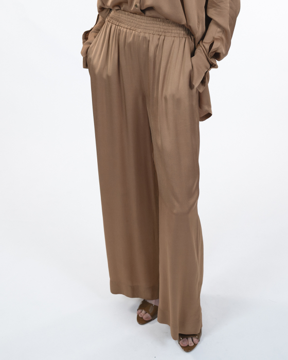 Pantaloni vascoza, Largi, Cu buzunare, Camel [3]