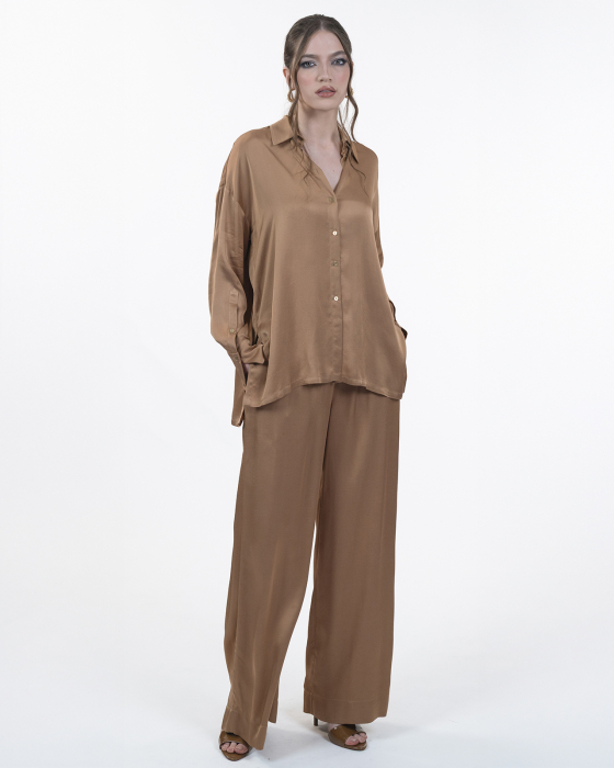 Pantaloni vascoza, Largi, Cu buzunare, Camel [6]