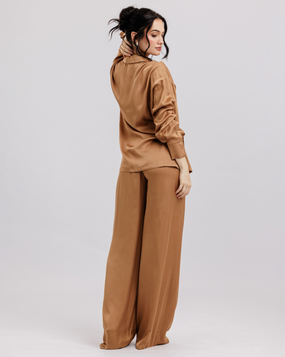 Pantaloni vascoza, Largi, Cu buzunare, Camel [6]