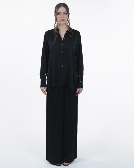 Pantaloni vascoza, Largi, Cu buzunare, Negru [2]