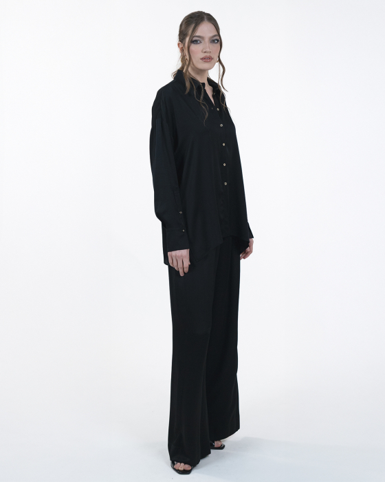 Pantaloni vascoza, Largi, Cu buzunare, Negru [3]