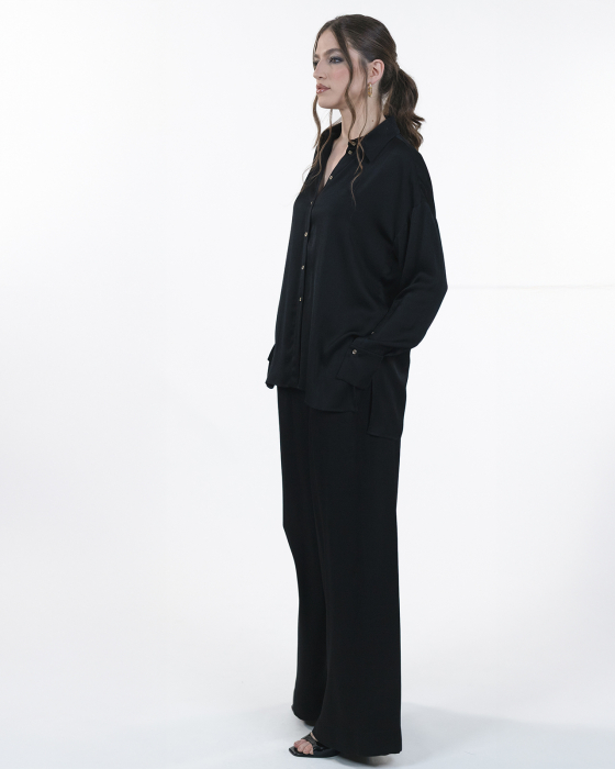 Pantaloni vascoza, Largi, Cu buzunare, Negru [5]