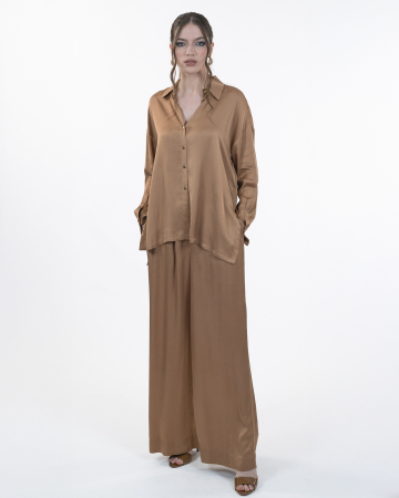 Camasa din vascoza, Supradimensionata, Maneci lungi, Camel [4]