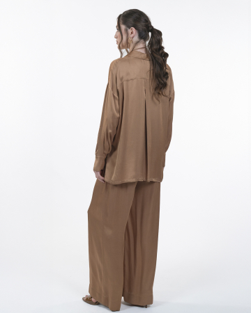 Camasa din vascoza, Supradimensionata, Maneci lungi, Camel [2]
