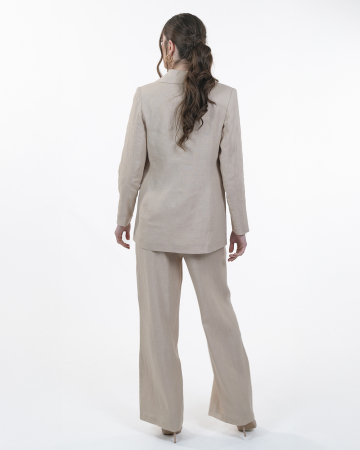 Costum din in, Sacou cu revere, Pantaloni, Bej [1]