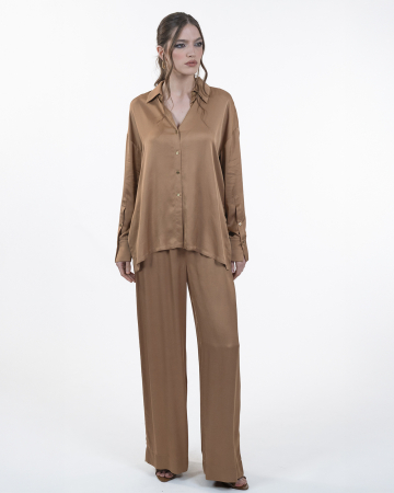 Pantaloni vascoza, Largi, Cu buzunare, Camel [3]