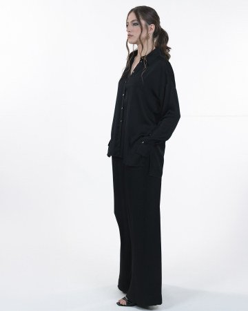 Pantaloni vascoza, Largi, Cu buzunare, Negru [4]