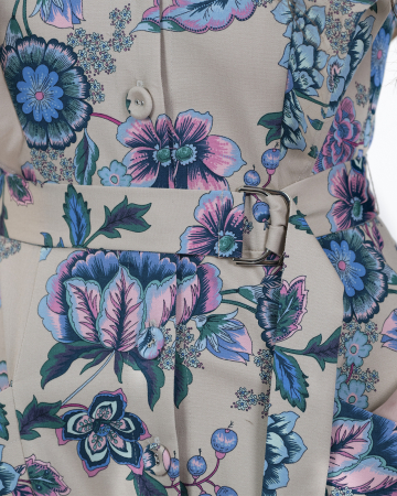 Rochie din bumbac, Midi, Cu nasturi, Maneci lungi, Print floral [2]