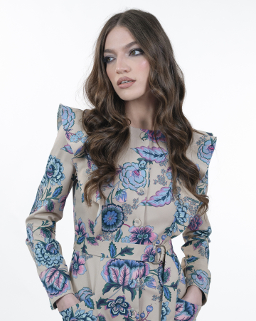 Rochie din bumbac, Midi, Cu nasturi, Maneci lungi, Print floral [1]