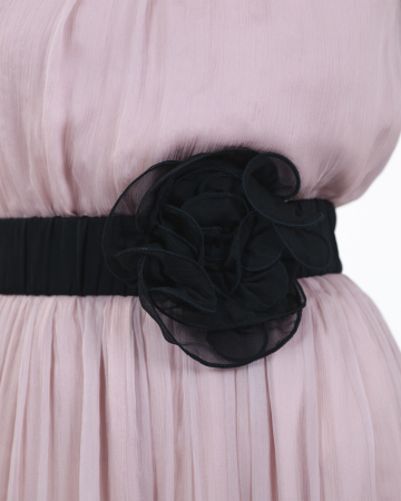 Rochie din matase, Midi, Floare, Roz prafuit [5]