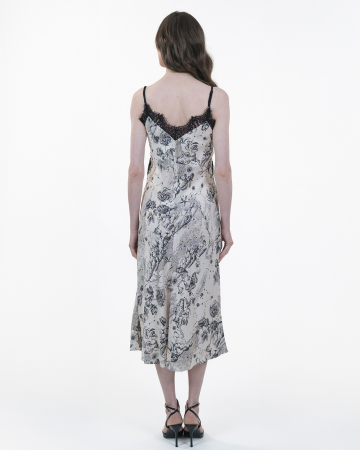 Rochie din vascoza, Sleepdress, Midi, Cu dantela, Print grafic [2]