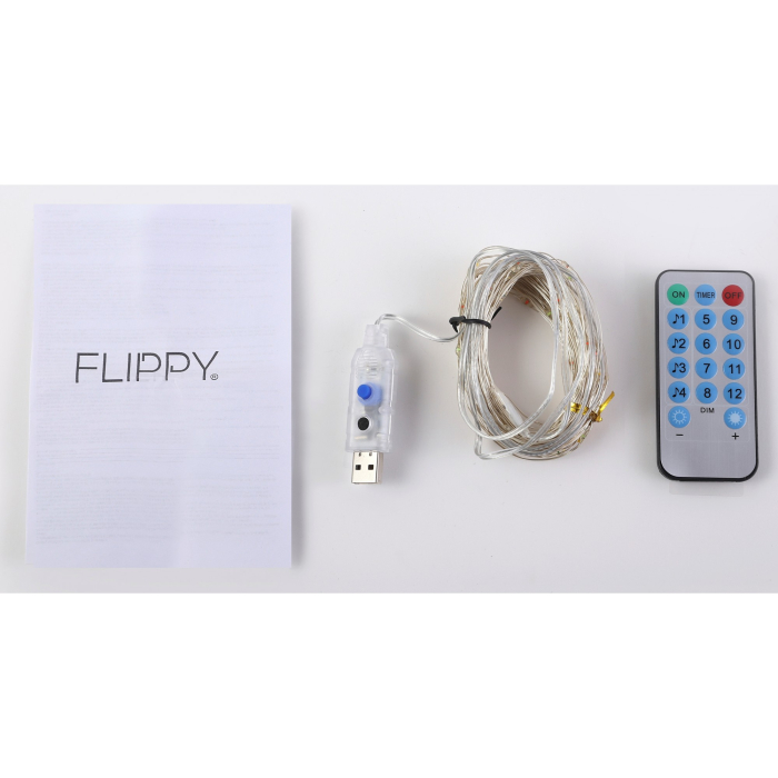 Instalatie Craciun, 10 metri, 100 LED-uri, multicolor RGB, sincronizare muzica, telecomanda 12 de functii, USB, fir cupru, liniar, interior/exterior, Flippy [6]