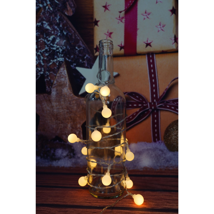 Instalatie Craciun, .3 m, 20 de LED-uri, alb-cald, model cu bilute, liniara, cu baterie, interior/exterior, Flippy [3]