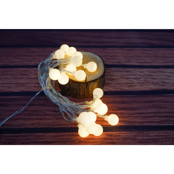 Instalatie Craciun, .3 m, 20 de LED-uri, alb-cald, model cu bilute, liniara, cu baterie, interior/exterior, Flippy [5]