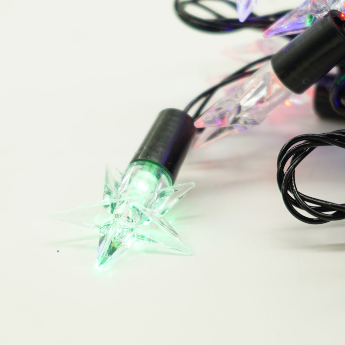 Instalatie de Craciun Liniara RGRB Yoto, 10 m, din care 1 m Prelungitor 220V, 40 LED, Model Stelute, Utilizare Interior/Exterior, Interconectabila, Fir Negru, multicolor [4]