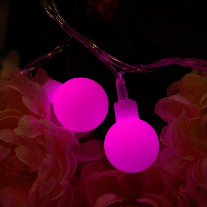 Instalatie sfere brad Craciun  3 metri, 20 LEd-uri, alimentare la retea, fir transparent, multicolora [4]