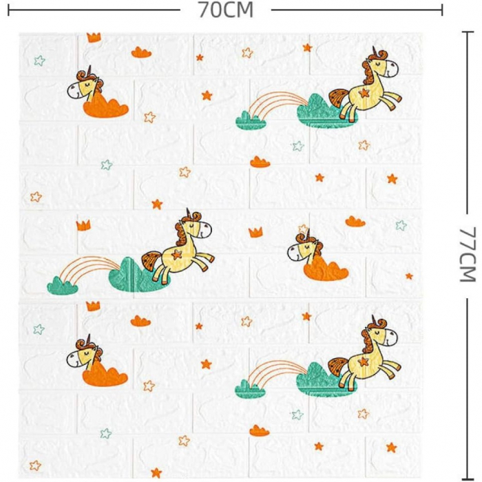 Tapet-3D-Unicorni-Alb-70x77 [2]