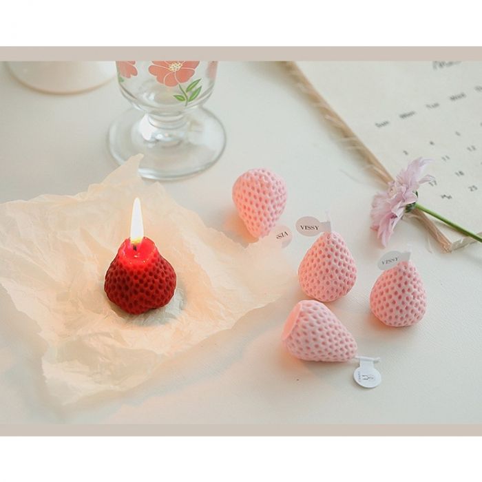 Set 4 Lumanari Parfumate, Flippy, Model Capsunici, Ardere 30 min, 52g, 6.3 x 6.3 x 3.8 cm, Rosu/Roz [5]