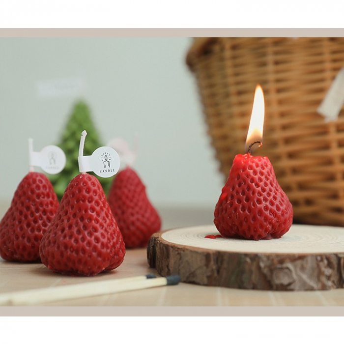 Set 4 Lumanari Parfumate, Flippy, Model Capsunici, Ardere 30 min, 52g, 6.3 x 6.3 x 3.8 cm, Rosu/Roz [2]