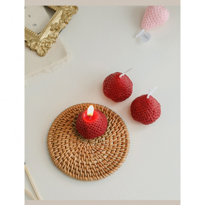 Set 4 Lumanari Parfumate, Flippy, Model Capsunici, Ardere 30 min, 52g, 6.3 x 6.3 x 3.8 cm, Rosu/Roz [7]