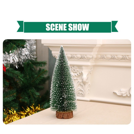 Brad artificial de craciun, ornament pentru masa, pe suport lemn, 25 cm inaltime, Argintiu [4]