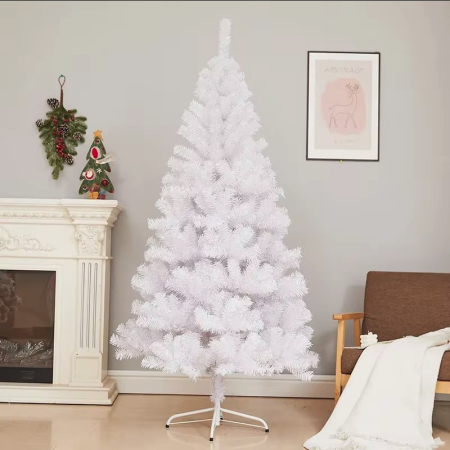 Festive - Brad de Craciun artificial cu suport inclus  150 cm, 450 Ramuri Varfuri, Suport Clasic, Fara iluminare, utilizat pentru interior/exterior, Alb