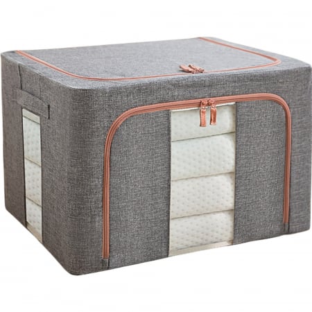 Organizare Casă, Decor - Cutie de depozitare pliabilă, din bumbac, fereastră frontală, cadru metalic |THEBOX|