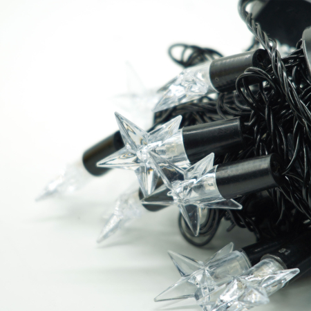 Instalatie de Craciun Liniara RGRB Yoto, 10 m, din care 1 m Prelungitor 220V, 40 LED, Model Stelute, Utilizare Interior/Exterior, Interconectabila, Fir Negru, multicolor [2]