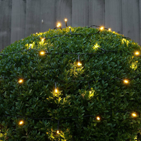 Instalatie de Craciun liniara Yoto, 17 m, din care 1 m cablu priza 220V, 200 LED, 8 jocuri de lumini, beculet in 6 colturi, pentru interior, controler, fir negru, alb cald [6]