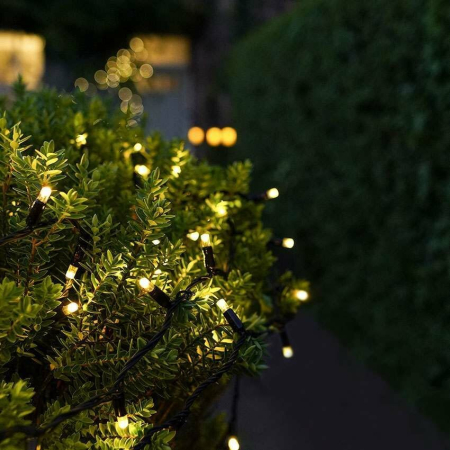 Instalatie de Craciun Liniara Yoto, 22 m, din care 1 m Prelungitor 220V, 300 LED, 8 jocuri de lumini, Controler, Utilizare Interior/Exterior, Fir Negru, Alb Cald [6]