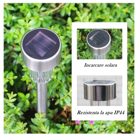 Iluminat solar pentru interior și exterior - Lampa-Solara-LED-Inox-29cm