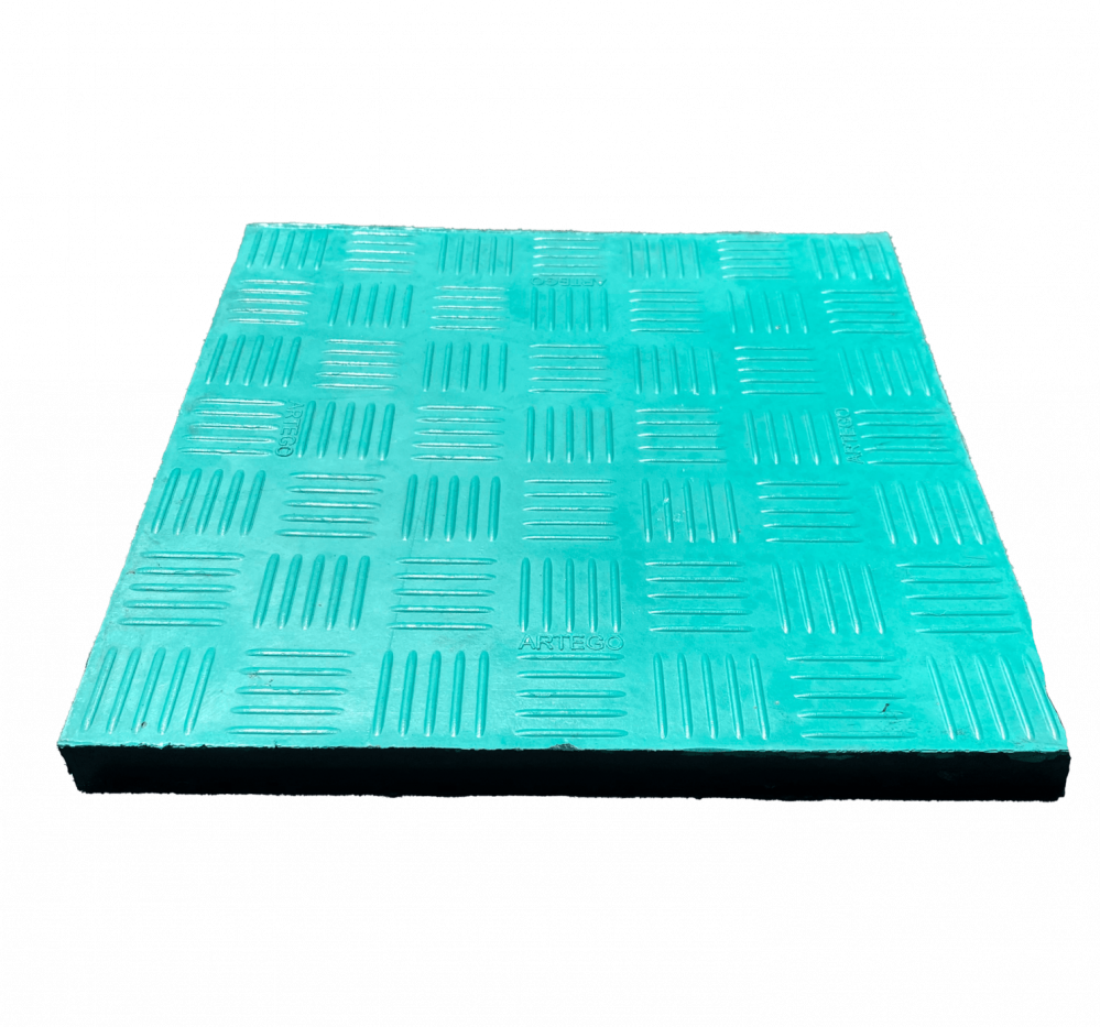 Raw rubber pavers with textile insert [5]