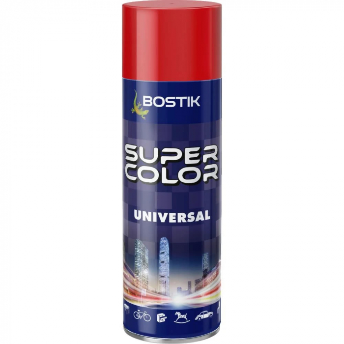 Vopsea spray universala decorativa Bostik Super Color, rosu trafic RAL 3020, mat, interior/exterior, 400 ml [1]