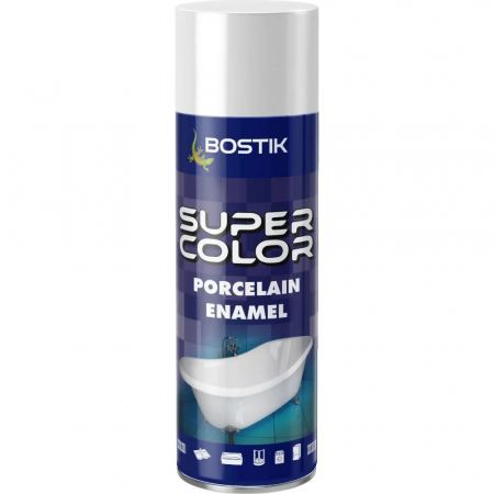 Vopsele spray - Vopsea spray decorativa efect portelan Bostik Super Color, alb, interior