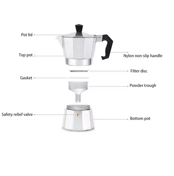 Cafetieră Moka din aluminiu – Espresso autentic italian acasă [2]