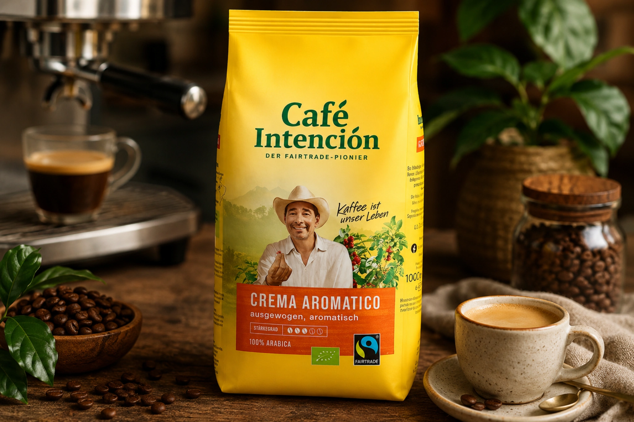 JJ Darboven Intencion Caffe Crema BIO Fairtrade Cafea boabe, 1kg [3]