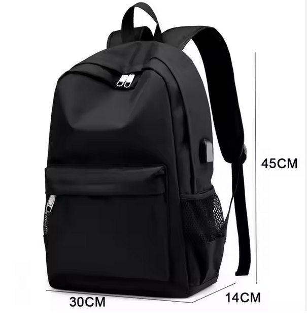 Rucsac Durabil pentru Laptop, Port USB pentru Încărcare, Fermoar, Căptușeală din Poliester, negru [1]