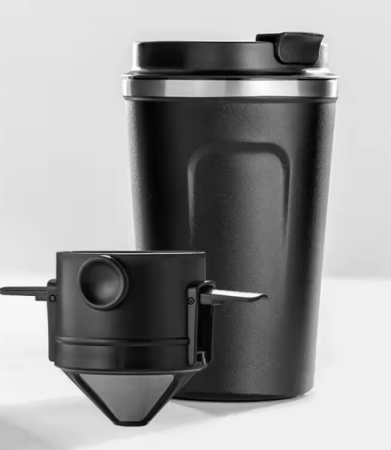 Complementare - Cană Ecologică din Oțel Inoxidabil cu Pereți Dubli și Filtru pliabil pentru Cafea