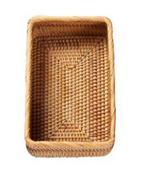 Altele - Coș dreptunghiular din ratan împletit – Vietnamez, personalizabil, eco-friendly