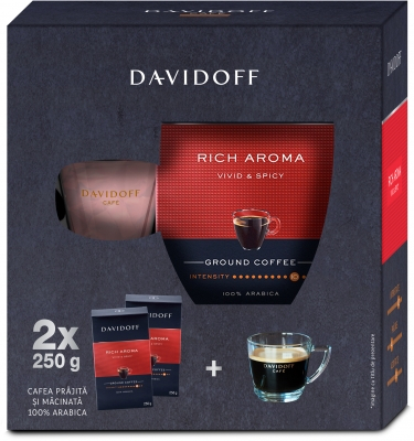 Cafea - Davidoff Cafe Rich Aroma cafea macinata  2x250g + ceasca espresso 85 ml