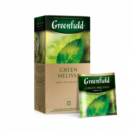 Ceaiuri - Greenfield Green Ceai verde Melissa, 25 pliculete